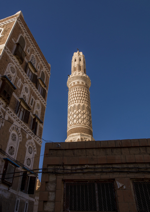 Mosque in the old city, Amanat Al-Asemah, Sanaa, Yemen