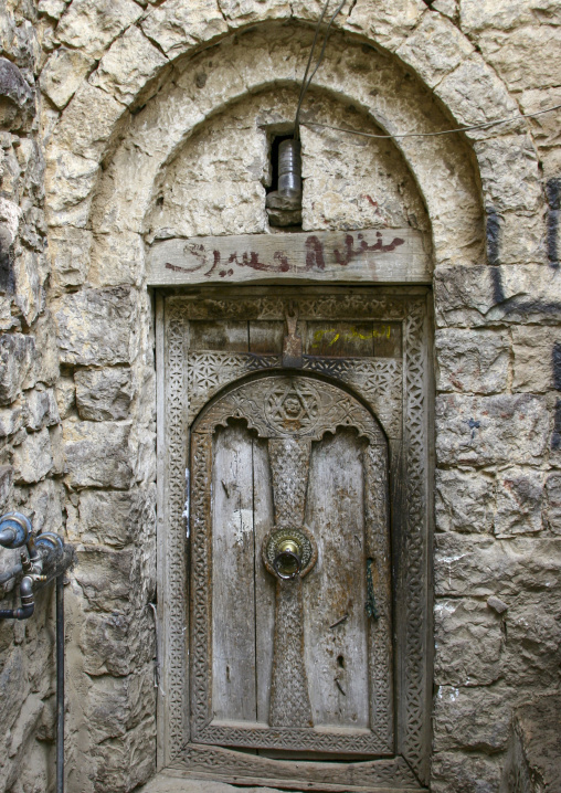 Star of David on an old wooden door, Ibb Governorate, Jibla, Yemen
