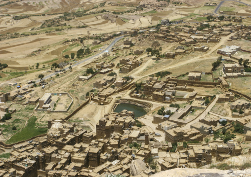 High angle view of a water cistern, Amran Governorate, Hababah, Yemen