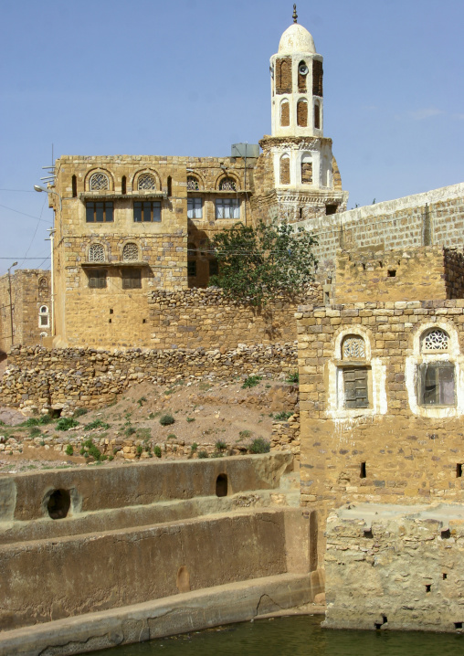 Mosque in front of a cistern, Al Mahwit Governorate, Kawkaban, Yemen