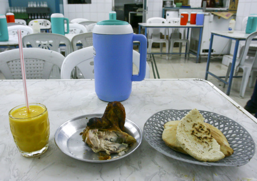Food in a local restaurant, Amanat Al-Asemah, Sanaa, Yemen