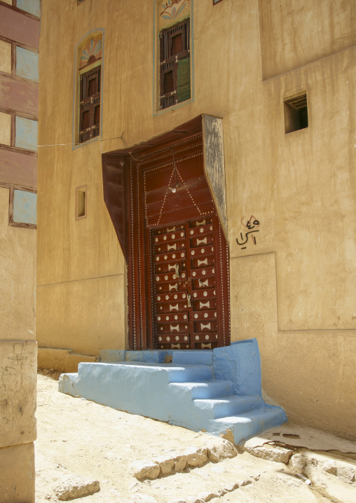 Decorated door of a traditional house, Hadhramaut, Khaila, Yemen