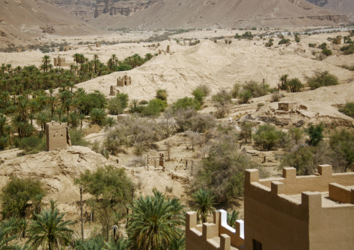 Mudbrick houses in a village, Hadhramaut, Khaila, Yemen
