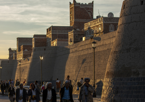 Traditional houses in the old city featuring ornamental facades, Amanat Al-Asemah, Sanaa, Yemen
