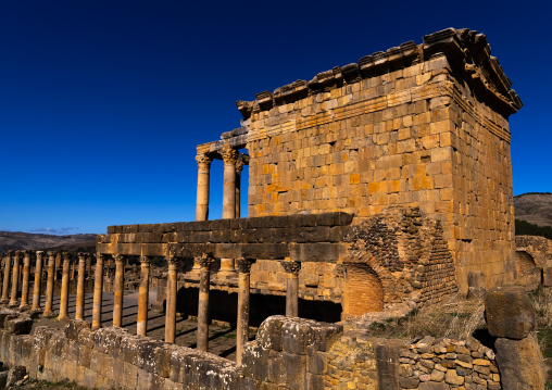 Severian Temple and the western colonnade at its side, North Africa, Djemila, Algeria