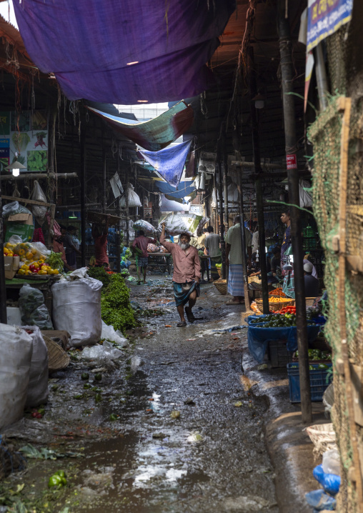 Covered alley at vegetables and fruits morning market, Dhaka Division, Dhaka, Bangladesh