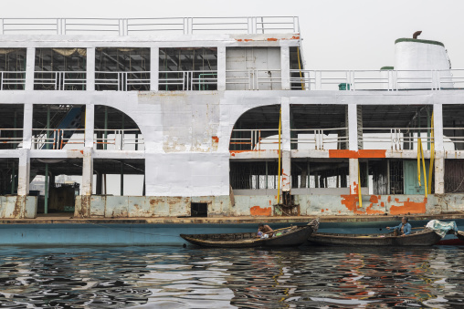 Anchored ferry vessels at the dockyard, Dhaka Division, Keraniganj, Bangladesh