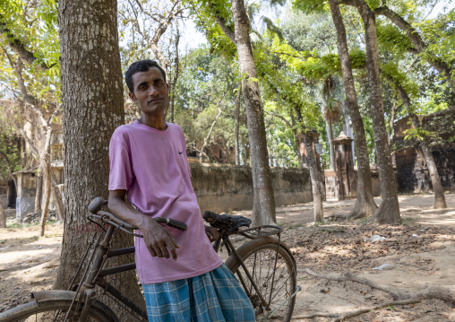 Bangladeshi man with his bicycle, Rajshahi Division, Naogaon Sadar, Bangladesh