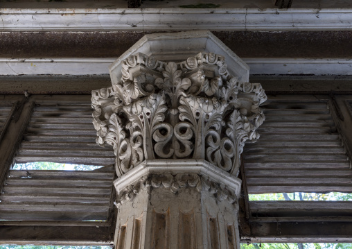 Carved column in Pakutia Zamindar Bari, Dhaka Division, Nagarpur, Bangladesh