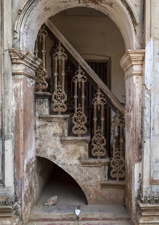 Old heritage house stairs in Panam Nagar historic city, Dhaka Division, Sonargaon, Bangladesh