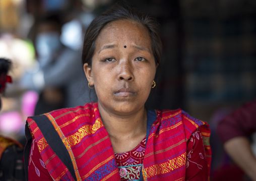 Portrait of a Chakma tribe woman in traditonal clothing, Chittagong Division, Rangamati Sadar, Bangladesh