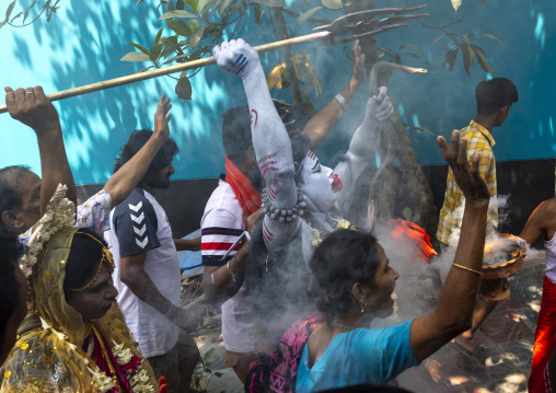 Lord Shiva procession with devotees at Lal Kach festival, Dhaka Division, Munshiganj, Bangladesh
