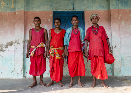 Men ready to perform body suspension with hooks during Charak Puja, Sylhet Division, Kamalganj, Bangladesh