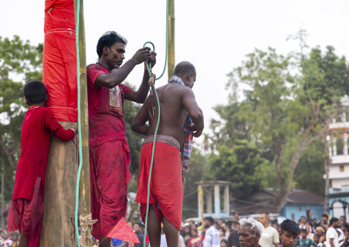 Body suspension with hooks during Charak Puja hindu festival, Sylhet Division, Kamalganj, Bangladesh