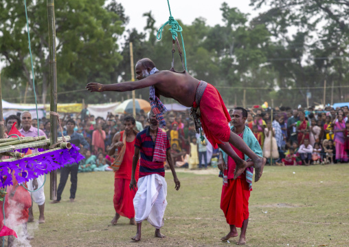 Body suspension with hooks during Charak Puja hindu festival, Sylhet Division, Kamalganj, Bangladesh