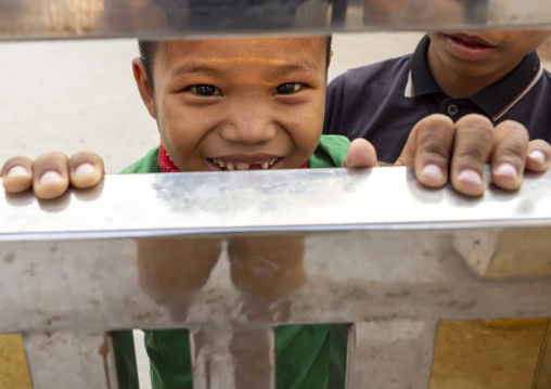 Orphans boys in Shalban Buddhist Monastery gate, Chittagong Division, Comilla, Bangladesh