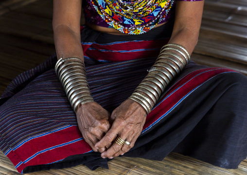 Tripura tribe woman with traditional bracelets, Chittagong Division, Rowangchhari, Bangladesh