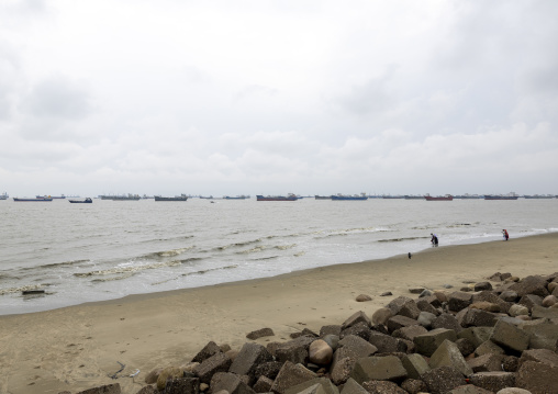 Polluted sea water with tanker ships, Chittagong Division, Chittagong, Bangladesh