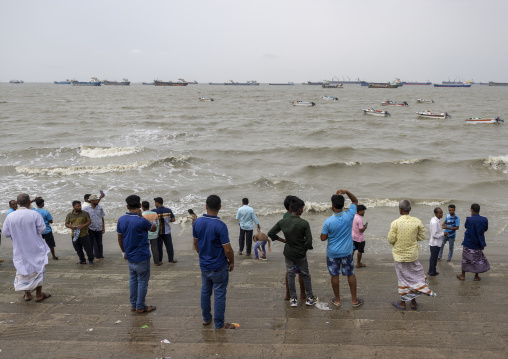 Bangladeshi people looking at tanker ships, Chittagong Division, Chittagong, Bangladesh