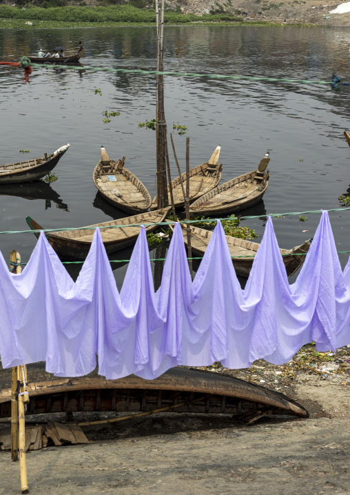 Household linens hanging on clothesline, Dhaka Division, Keraniganj, Bangladesh