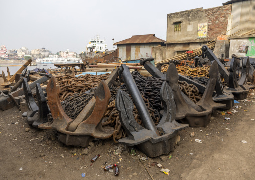 Anchors at Dhaka shipyard, Dhaka Division, Keraniganj, Bangladesh