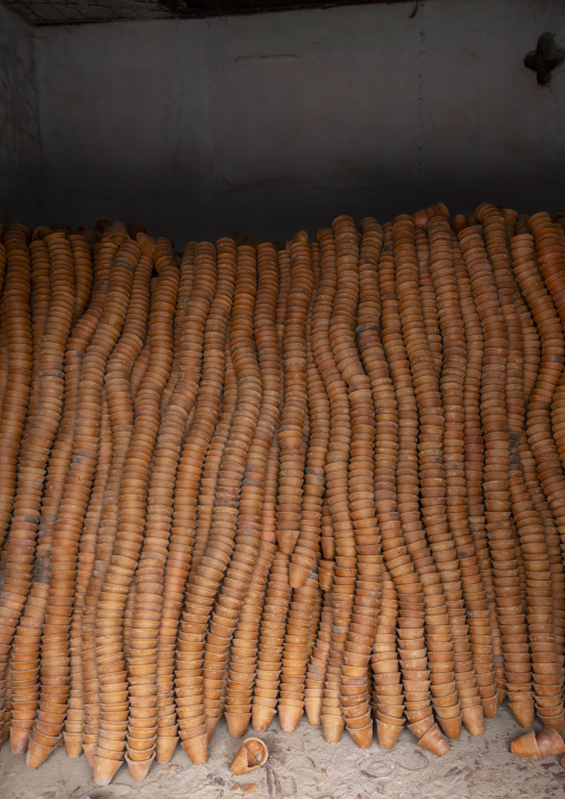 Clay pots used to make traditional yogurt, Rajshahi Division, Bogura, Bangladesh