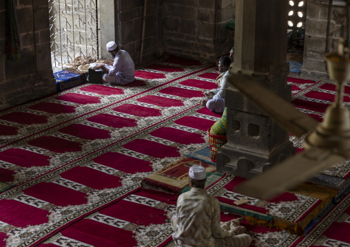 Bangladeshi men praying inside Kusumba Mosque, Rajshahi Division, Kusumba, Bangladesh