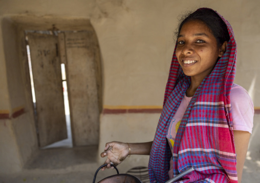 Portrait of a christian woman from Santal ethnic group, Rajshahi Division, Tanore, Bangladesh