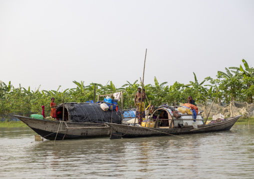 River gypsies living on their boats , Barisal Division, Barisal, Bangladesh