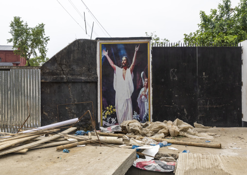 Jesus Christ mural at the entrance of Oxford Mission Church
, Barisal Division, Barisal, Bangladesh