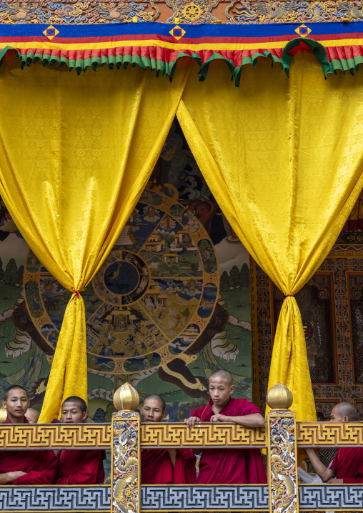 Young monks in Nyenzer Lhakhang, Punakha dzongkhag, Punakha, Bhutan