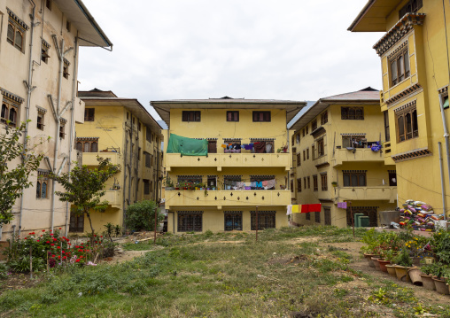 Buildings in the city center, Thedtsho Gewog, Wangdue Phodrang, Bhutan