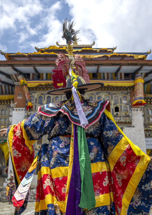 Dance of the hats during Ura Yakchoe festival, Bumthang, Ura, Bhutan