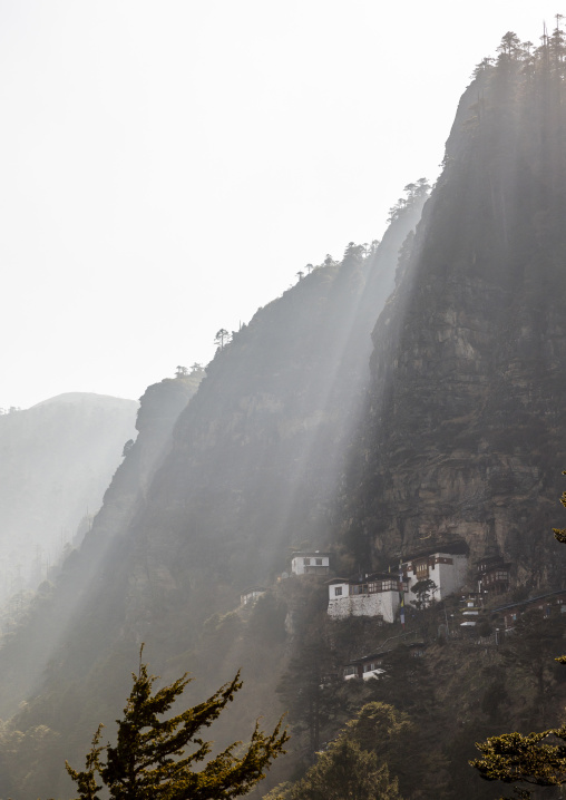Kila Goenpa Nunnery with rays of light, Wangchang Gewog, Paro, Bhutan