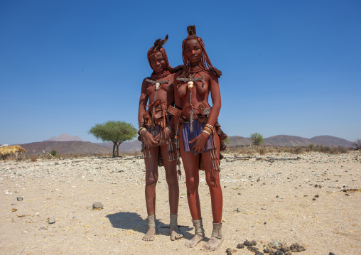 Himba tribe women covered with otjize, Cunene province, Oncocua, Angola