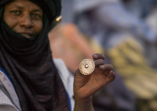 Portrait of a tuareg man showing a ring, Tripolitania, Ghadames, Libya