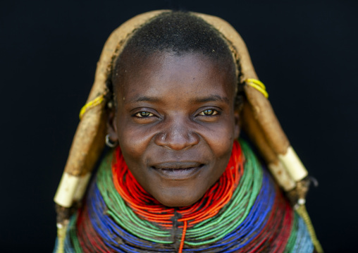 Mwila tribe woman with vilanda necklaces, Huila Province, Chibia, Angola