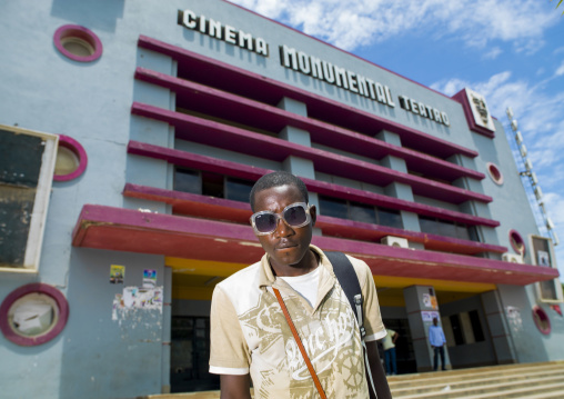 Fashionable man in front of portuguese cinema, Benguela Province, Benguela, Angola