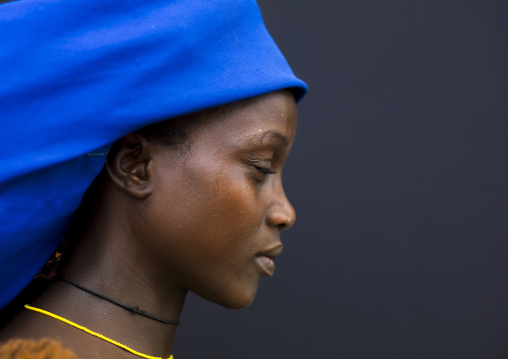 Mucubal tribe woman with the ompota headdress, Namibe Province, Virei, Angola