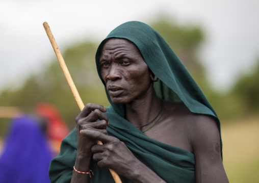 Donga stick fighter in Surma tribe, Omo valley, Kibish, Ethiopia