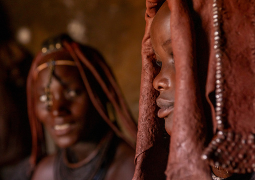 Woman wearing wedding headdress in Himba tribe, Kunene region, Epupa, Namibia