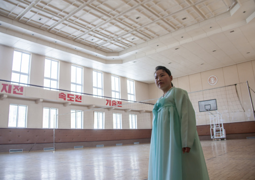 Teacher in the gymnasium of children palace, Ryanggang province, Samjiyon, North korea
