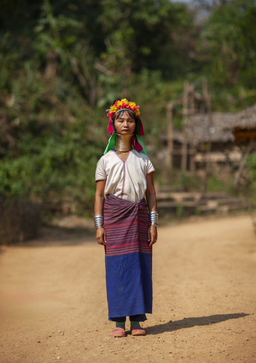Portrait of a Long neck woman in traditional clothing, Chang Rai, Mae hong son, Thailand