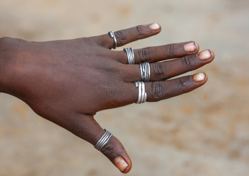 Hamer woman hand with rings, Omo valley, Turmi, Ethiopia