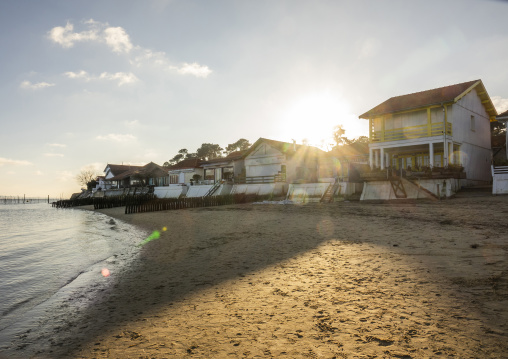 L'Herbe Fishing village sunset, Nouvelle-aquitaine, Cap Ferret, France