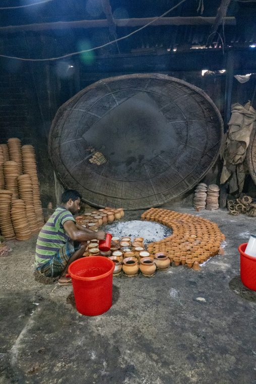 Clay pots used to make traditional yogurt, Rajshahi Division, Bogura, Bangladesh