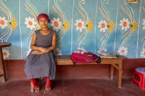 Traditional colorful wall painting in a bangladeshi house