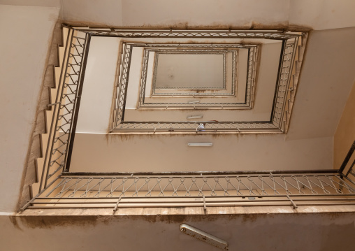 Old art deco style stairs from the italian colonial times, Central region, Asmara, Eritrea