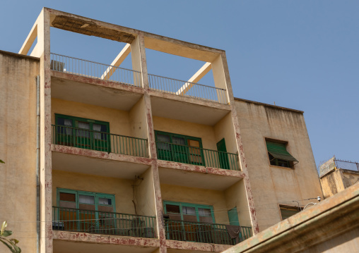 Exterior of old art deco style building from the italian colonial times, Central region, Asmara, Eritrea
