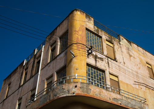 Exterior of old art deco style building from the italian colonial times, Central region, Asmara, Eritrea